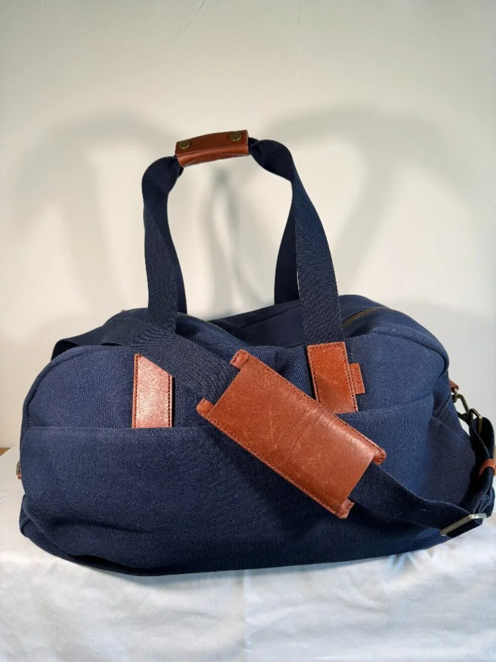 AWAY Weekender Travel Canvas Leather Duffel Bag Navy Blue